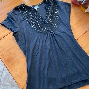 Ann Taylor LOFT Black Polka Dot Dress Shirt